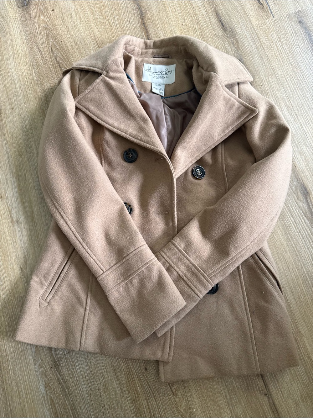 American Rag Women's Double-Breasted Tan Peacoat